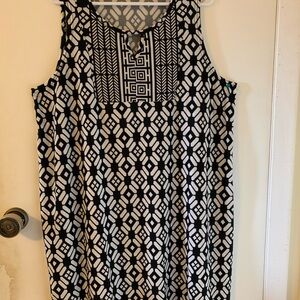 Geometric Black and White Midi Dress